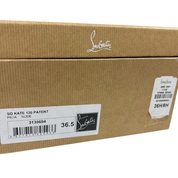 Christina Louboutin So Kate Beige Patent Leather Pointed Toe 120 MM Heels 6.5 - Picture 10 of 11